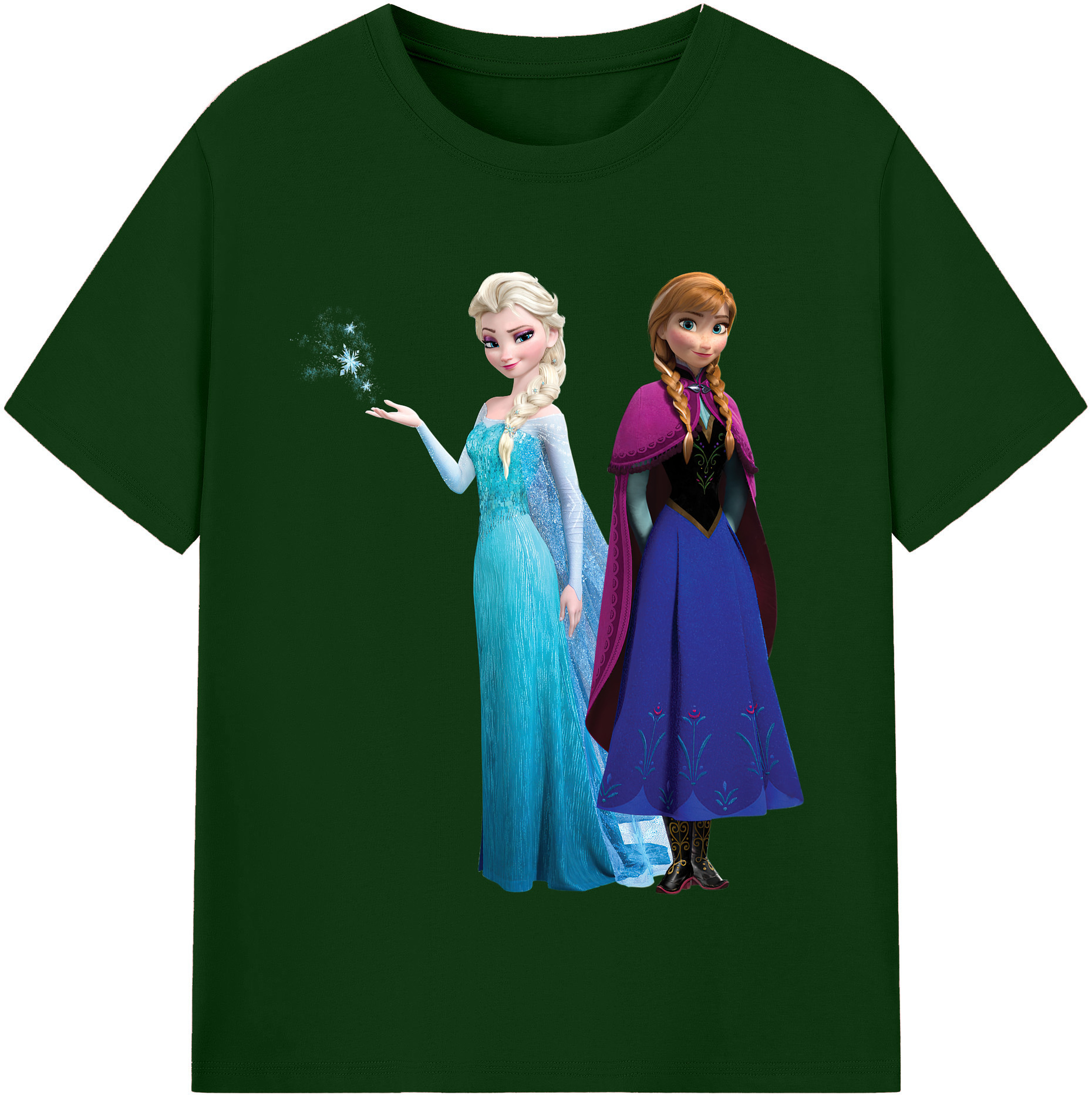 （画像用） アナと雪の女王 アンナ エルサ Frozen Anna Elsa 綿100％半袖Tシャツ（フロントプリント）